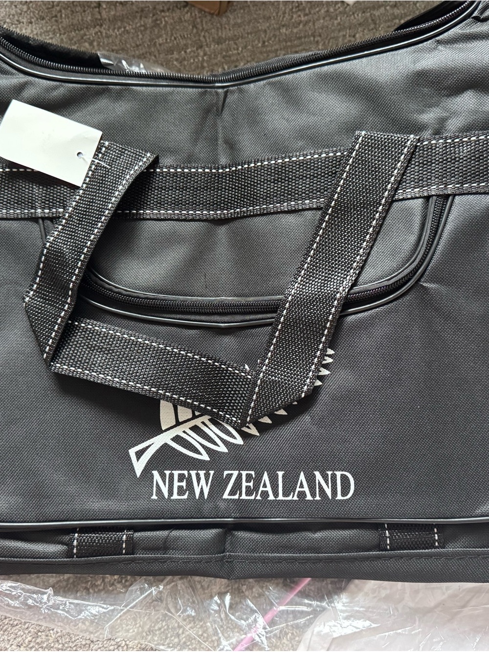 Original New Zealand Black Canvas Travel Tote/Gym Bag